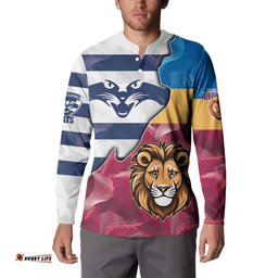 Brisbane-Geelong Football Custom Button Sweatshirt Cracked Metal Style