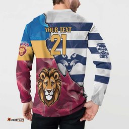 Brisbane-Geelong Football Custom Button Sweatshirt Cracked Metal Style