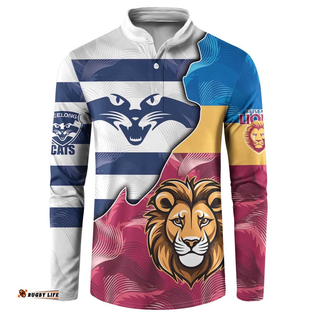 Brisbane-Geelong Football Custom Button Sweatshirt Cracked Metal Style