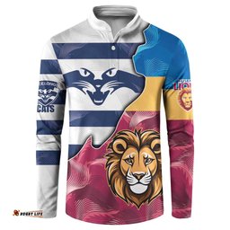 Brisbane-Geelong Football Custom Button Sweatshirt Cracked Metal Style