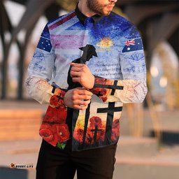 Anzac Day Australia Soldier We Will Rememer Them Long Sleeve Button Shirt