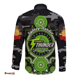 Sydney Thunder ANZAC 2024 Long Sleeve Button Shirt Lest We Forget Poppy Mix Camouflage