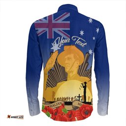 Custom Australia Anzac Day Soldier Salute Long Sleeve Button Shirt