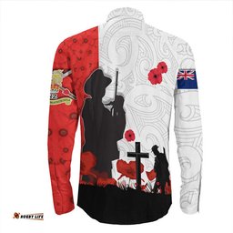 New Zealand Anzac Lest We Forget Long Sleeve Button Shirt
