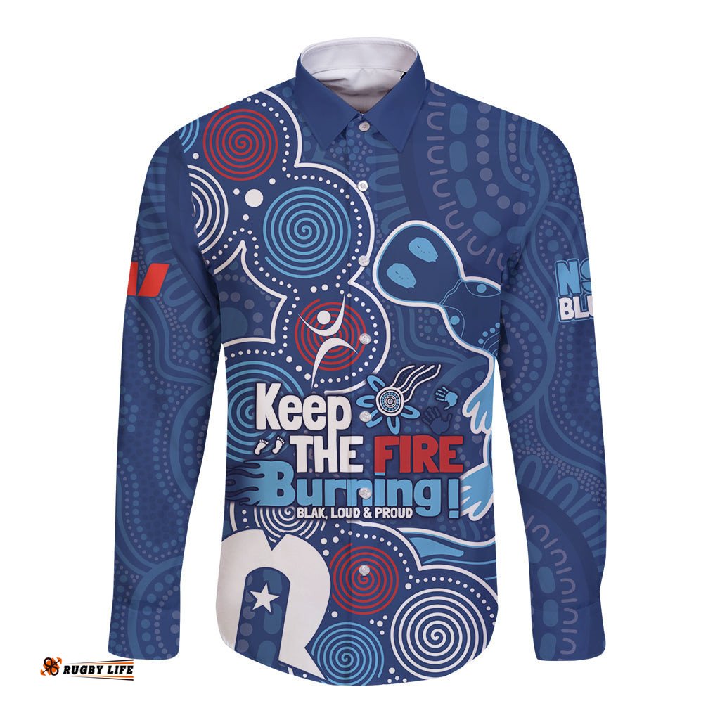 NAIDOC Week Long Sleeve Button Shirt NSW Blues Platypus
