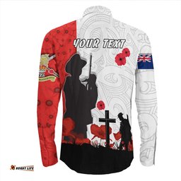 Custom New Zealand Anzac Lest We Forget Long Sleeve Button Shirt
