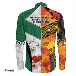 Anzac Day Australia - New Zealand Mix Long Sleeve Button Shirt