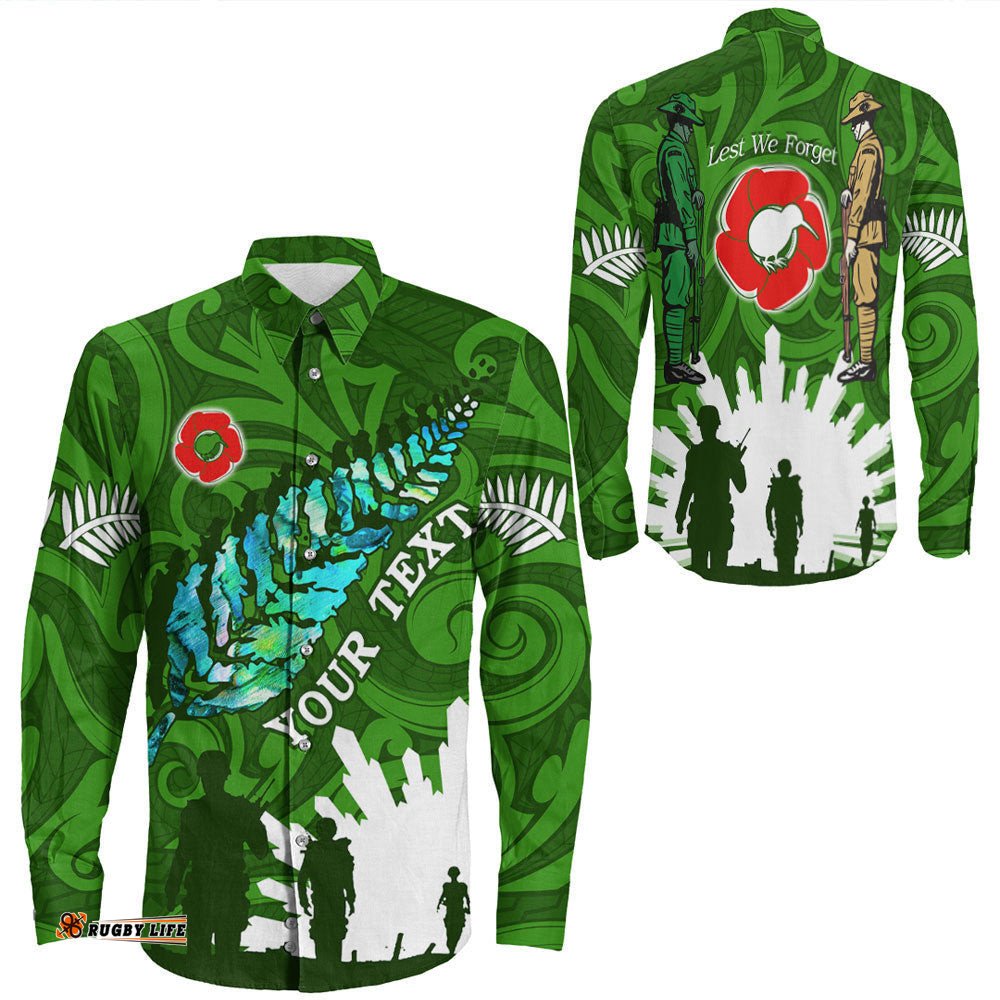 Custom New Zealand Anzac Walking In The Sun Long Sleeve Button Shirt