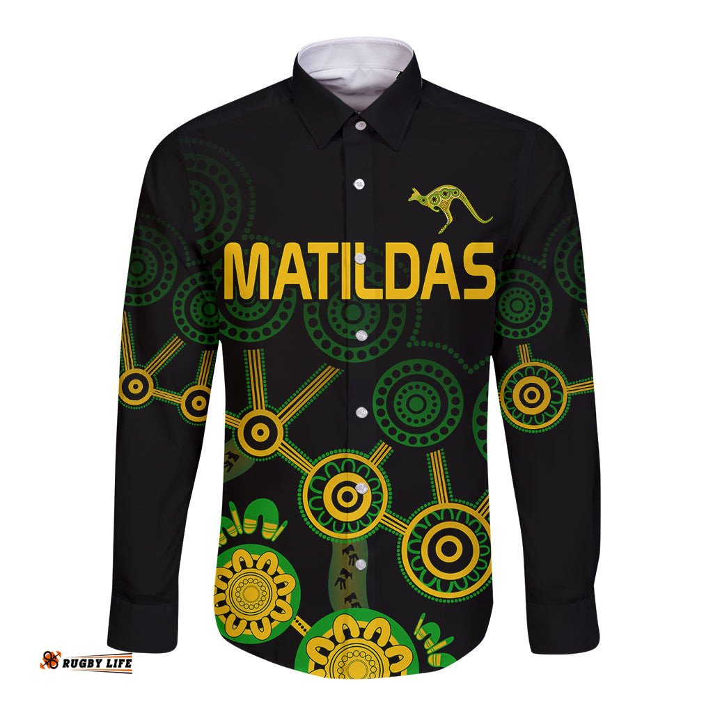 Australia Soccer Long Sleeve Button Shirt Matildas World Cup With Kangaroo