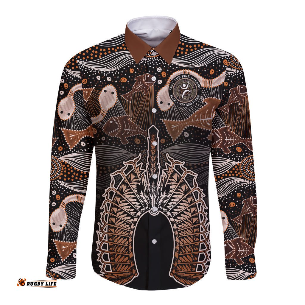 Torres Strait Islander NAIDOC 2024 Long Sleeve Button Shirt Dhari Headdress Indigenous Cultural Spirit