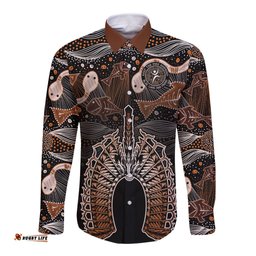 Torres Strait Islander NAIDOC 2024 Long Sleeve Button Shirt Dhari Headdress Indigenous Cultural Spirit