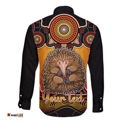 Personalised Australia Virgo Echidna Zodiac Long Sleeve Button Shirt Auz Astrology Aboriginal Red
