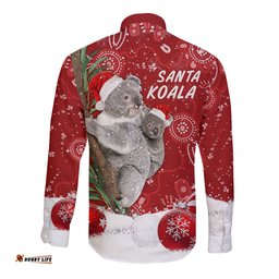 Australia Christmas Aboriginal Long Sleeve Button Shirt Santa Koala Ver01