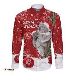 Australia Christmas Aboriginal Long Sleeve Button Shirt Santa Koala Ver01