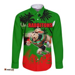 NRL Rabbitohs Long Sleeve Button Shirt Summer Vibe Style