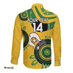 Custom Matildas NAIDOC Week Long Sleeve Button Shirt Australia Kangaroo Keep The Fire Burning - Yellow