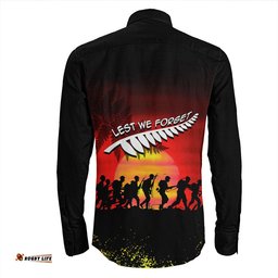 Anzac Lest We Forget Sun Long Sleeve Button Shirt