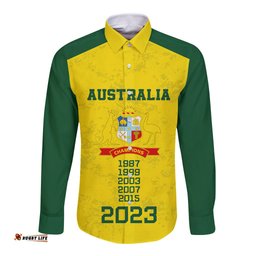 Custom Australia Cricket Long Sleeve Button Shirt History Champions World Cup Unique