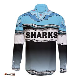 Custom Text And Number Cronulla-Sutherland Sharks Rugby Long Sleeve Button Shirt Simple Style