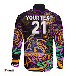 Custom Storm Rugby Aboriginal Art Long Sleeve Button Shirt NAIDOC Indigenous Tribal