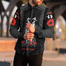Custom Anzac Remembrance Day Lest We Forget Long Sleeve Button Shirt