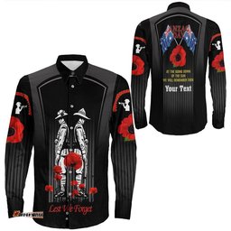 Custom Anzac Remembrance Day Lest We Forget Long Sleeve Button Shirt