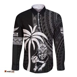 Custom Fiji New Zealand Rugby Long Sleeve Button Shirt Make History Together