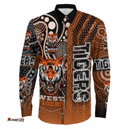 West Tigers Sporty Style Long Sleeve Button Shirt
