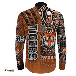 West Tigers Sporty Style Long Sleeve Button Shirt
