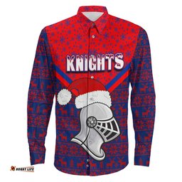 Newcastle Knights Christmas Long Sleeve Button Shirt