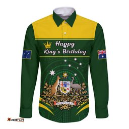 Personalised 12 June Australia King Birthday Long Sleeve Button Shirt Aboriginal National Color