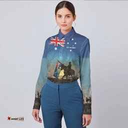 Anzac Lest We Forget The Light Horse Long Sleeve Button Shirt