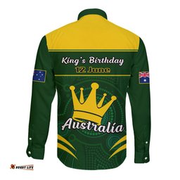 12 June Australia King Birthday Long Sleeve Button Shirt Aboriginal National Color