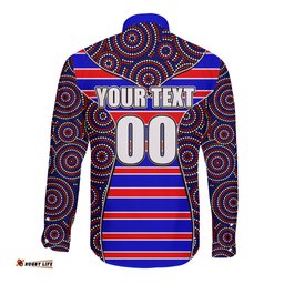 NRL - Knights Long Sleeve Button Shirt Mix Dot Aboriginal