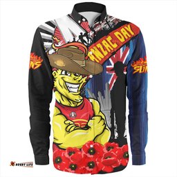 Gold Coast SUNS Long Sleeve Button Shirt Anzac Day Honor United In Spirit