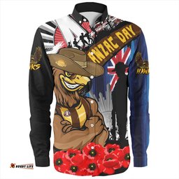 Hawthorn Long Sleeve Button Shirt Anzac Day Honor United In Spirit