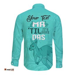 Personalised Matildas Australia Day Long Sleeve Button Shirt Proud To Be Tillies Turquoise Version