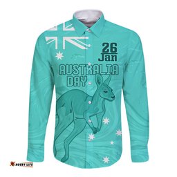 Personalised Matildas Australia Day Long Sleeve Button Shirt Proud To Be Tillies Turquoise Version