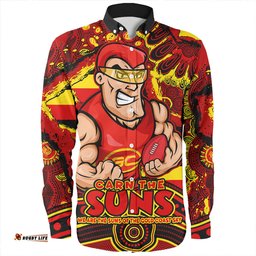 Gold Coast SUNS Long Sleeve Button Shirt Blazing Spirit Of Victory