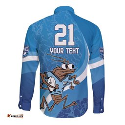 Custom NSW Cockroaches Blues Long Sleeve Button Shirt New South Wales Origin No1
