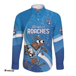 Custom NSW Cockroaches Blues Long Sleeve Button Shirt New South Wales Origin No1
