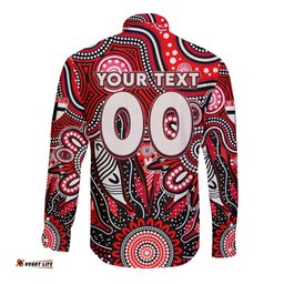 Personalised Saints NAIDOC Week 2024 Long Sleeve Button Shirt Aussie Aboriginal Art