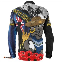 North Queensland Cowboys Long Sleeve Button Shirt United In Spirit Anzac Day Tribute