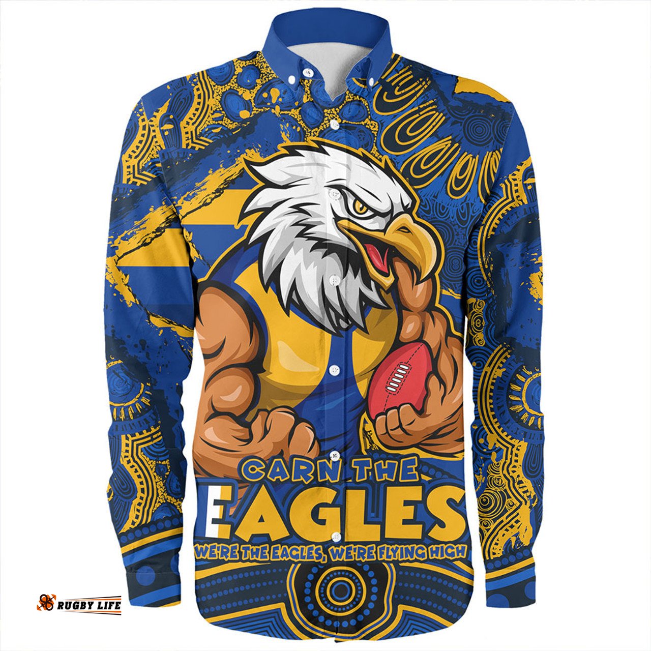 West Coast Eagles Long Sleeve Button Shirt Blazing Spirit Of Victory