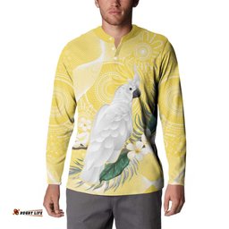 Australia Cacatua Galerita Button Sweatshirt Sulphur-Crested Cockatoo - Aboriginal Art