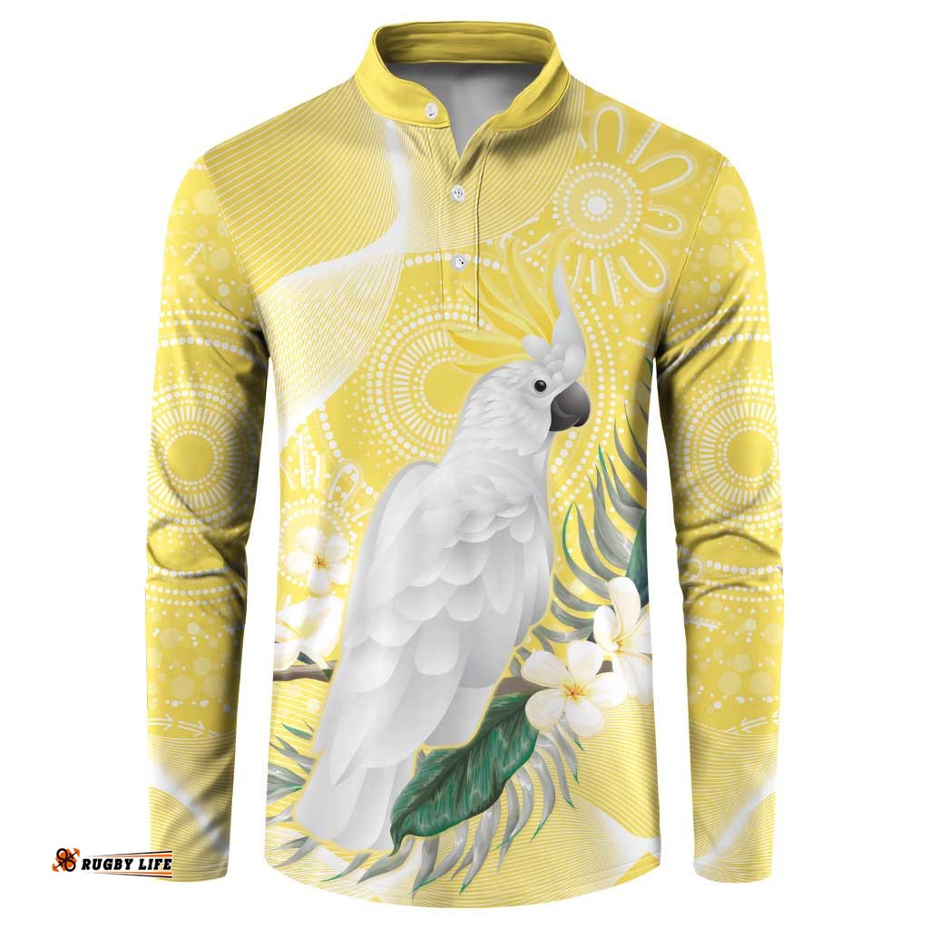 Australia Cacatua Galerita Button Sweatshirt Sulphur-Crested Cockatoo - Aboriginal Art