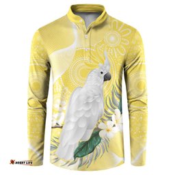 Australia Cacatua Galerita Button Sweatshirt Sulphur-Crested Cockatoo - Aboriginal Art