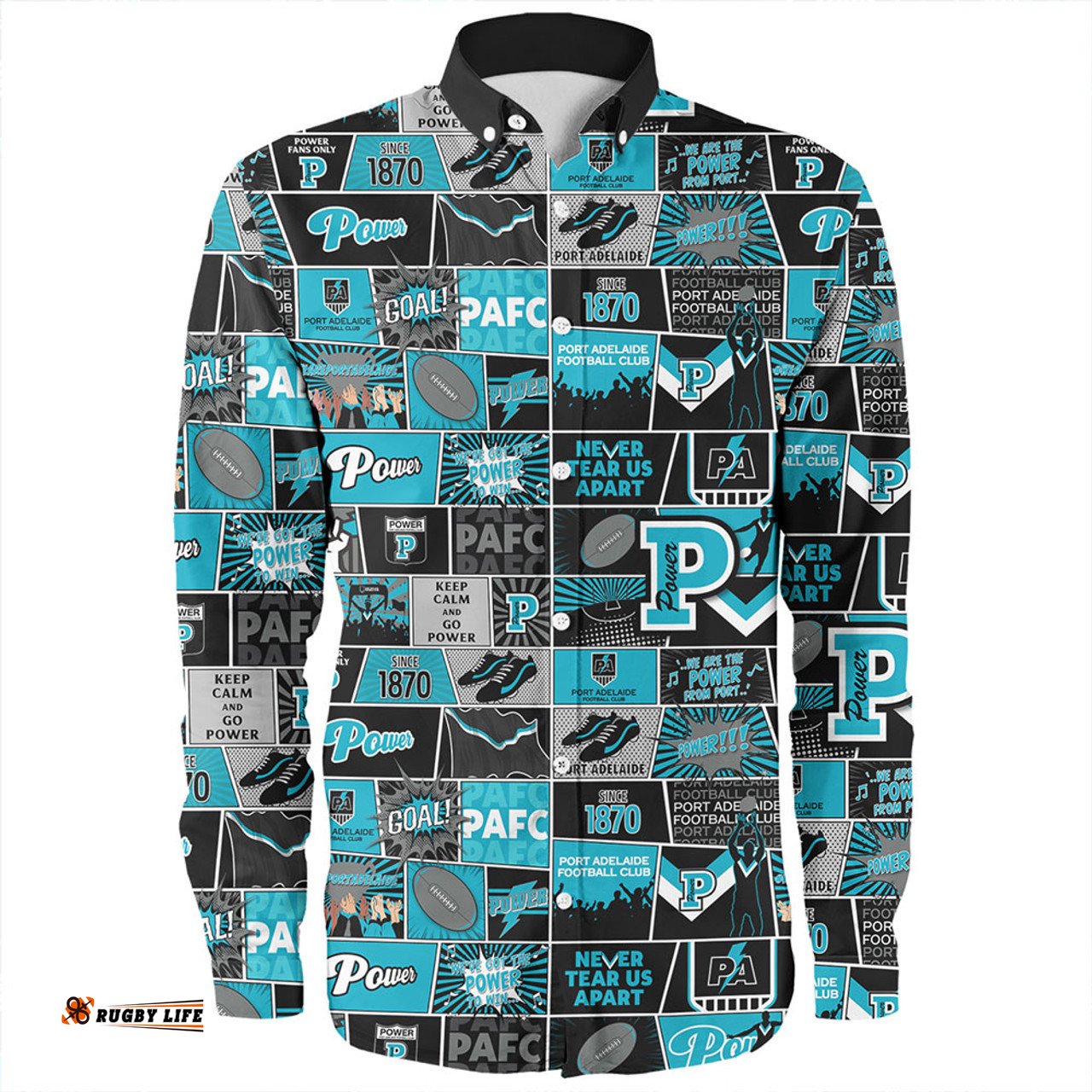 Port Adelaide Long Sleeve Button Shirt Legacy Of The Pride Comic Style