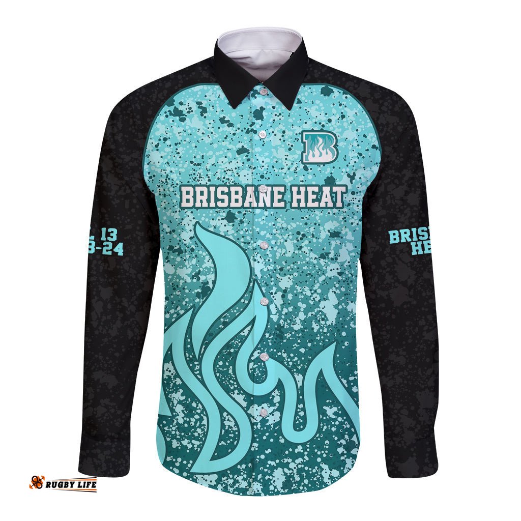Brisbane Heat Custom Long Sleeve Button Shirt BBL Cricket Team 2024