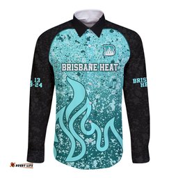 Brisbane Heat Custom Long Sleeve Button Shirt BBL Cricket Team 2024